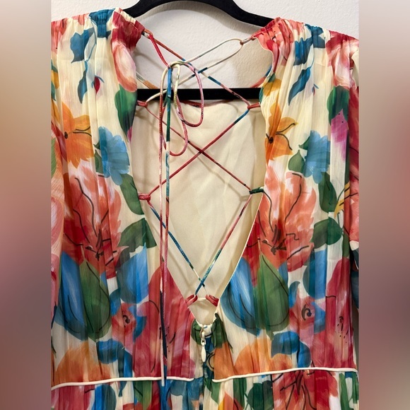 NWOT One33 Social Francesca Floral Maxi Dress with Puff Sleeves in Yellow - 2 - Picture 9 of 16